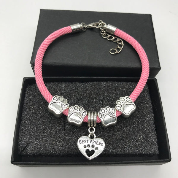 Pink Dog Paw Charm Bead Spacer For Snake Chain Bracelets - Fits Pandora, Chamilia, Troll & More