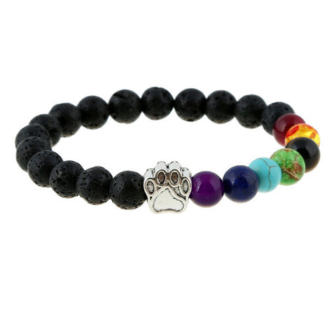 Chakra Healing Rainbow Dog Paw Bracelet