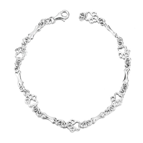 Edition Pure Silver Dog Paw and Bone Charms Bracelet – Dogs