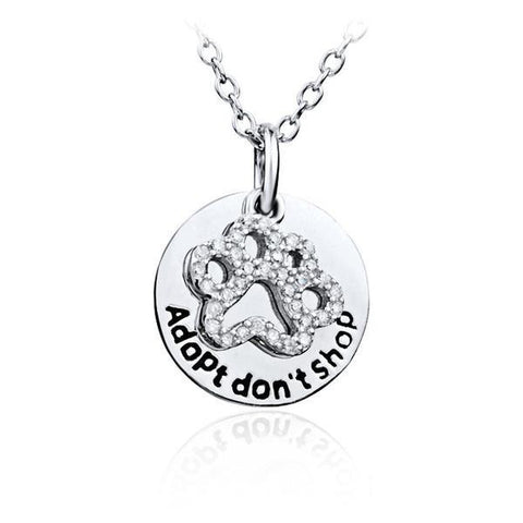 Sterling Silver 'Adopt don't shop' Paw Necklace