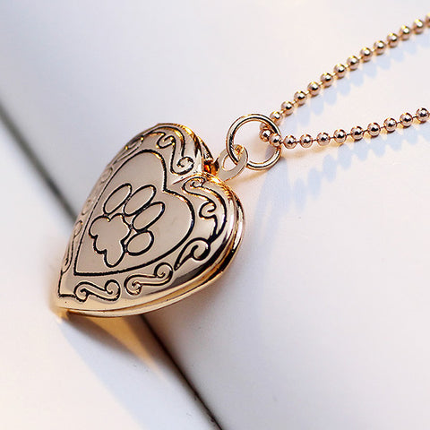 Dog Paw & Heart Locket Necklace