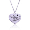 "All My Children Have Paws" Engraved Heart Pendant Necklace