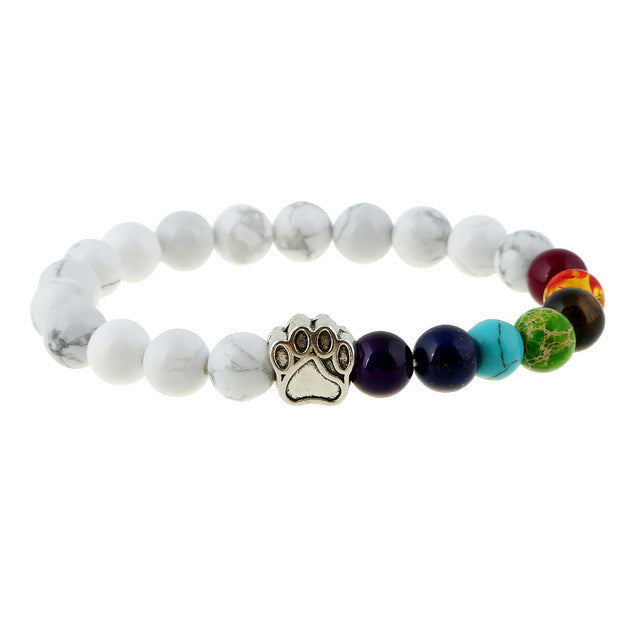 Dog Mom Charm with Rainbow Hematite Beads Charity Bracelet